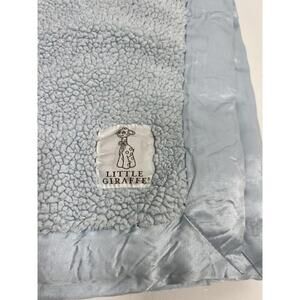 Little Giraffe luxe Satin Trim Blue baby Blanket 29x33